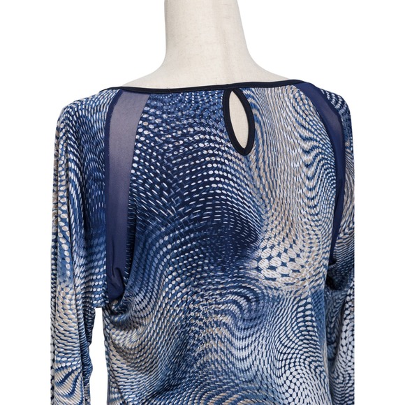 Women's Dressy Keyhole Tunic Blouse Top Blue Flowy Size S Long Sleeve NWT - Picture 9 of 9